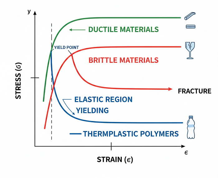 Stress vs Strain Curve for Different Materials